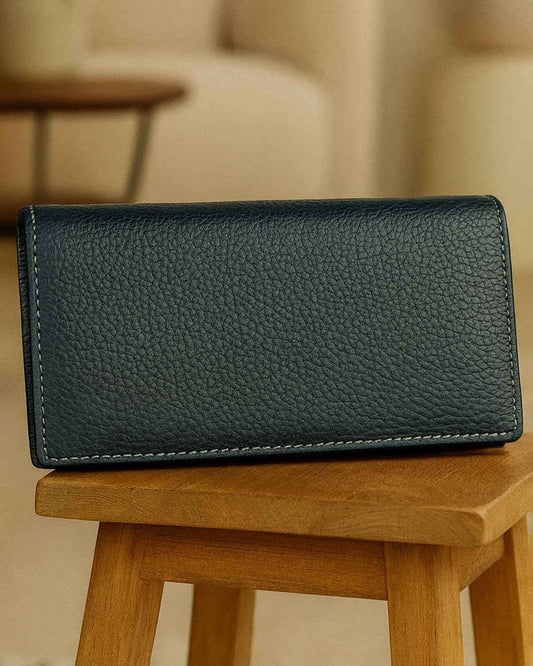 Ladies Soft Leather Purse  - Navy - The Classic Boutique