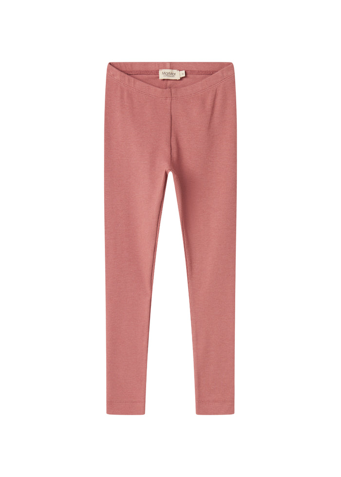 Dusty pink ribbed leggings for children