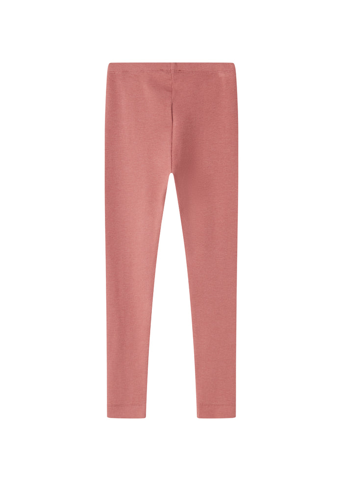 Dusty pink ribbed leggings for children