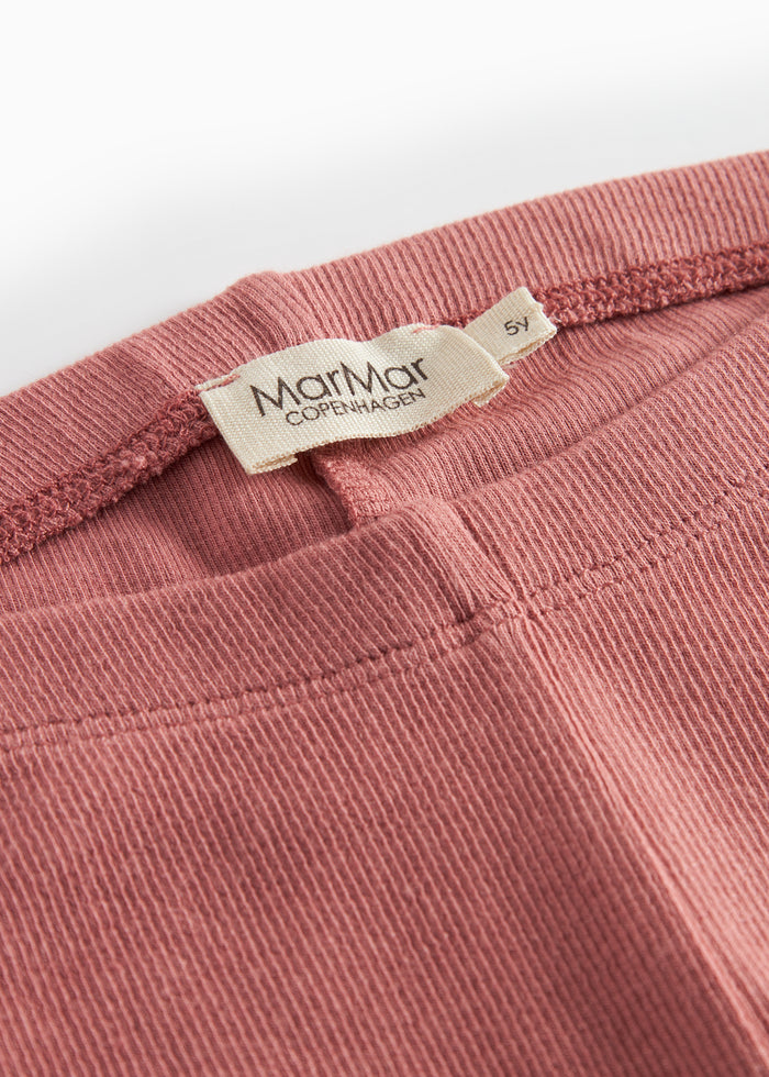 Dusty pink ribbed leggings for children