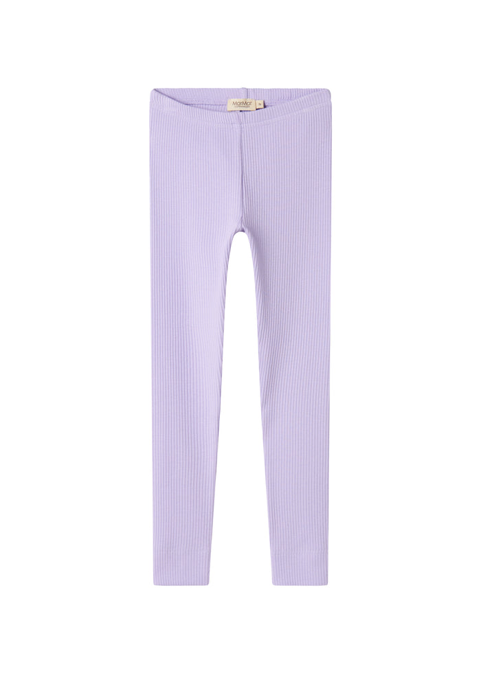 Light purple ribbed leggings for children