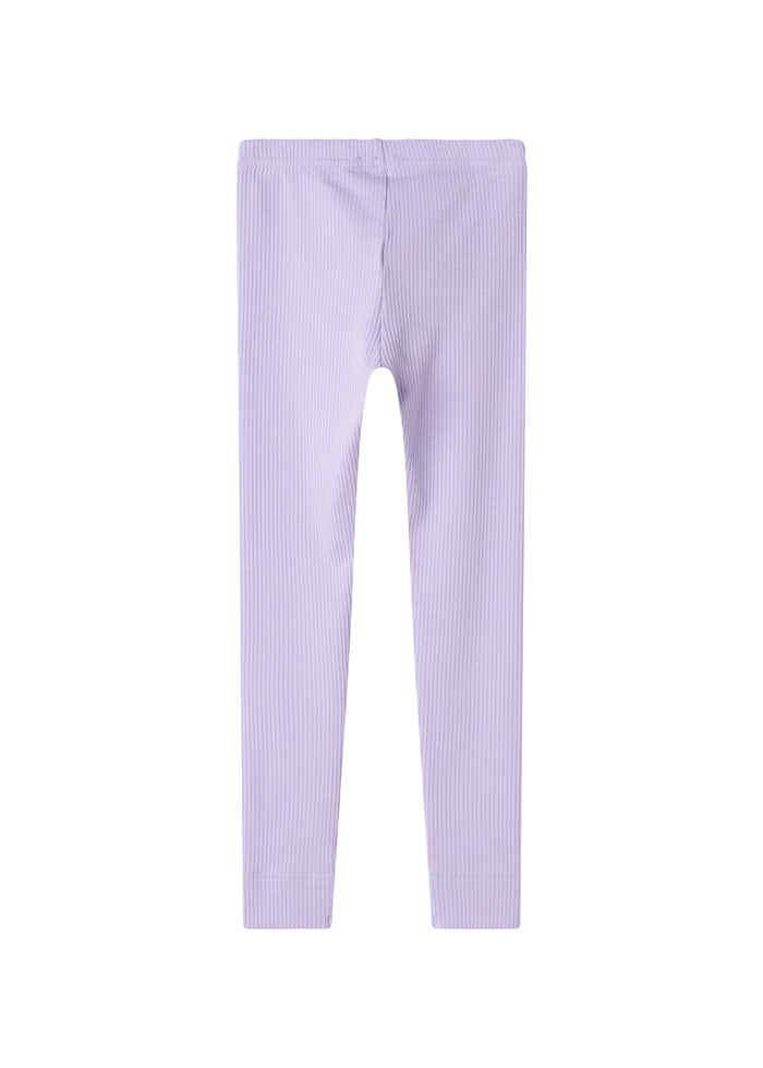 Light purple ribbed leggings for children
