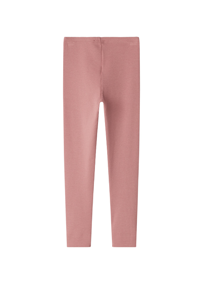 Pink ribbed leggings for children