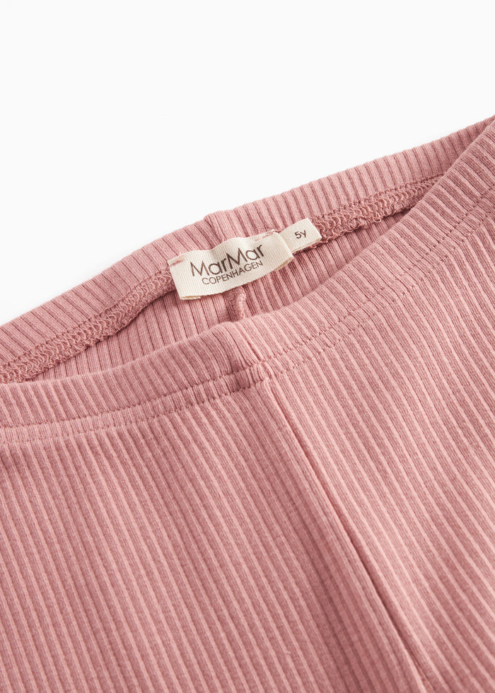 Pink ribbed leggings for children