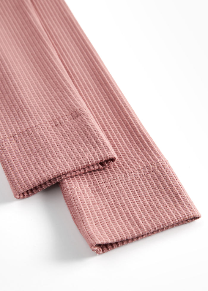 Pink ribbed leggings for children