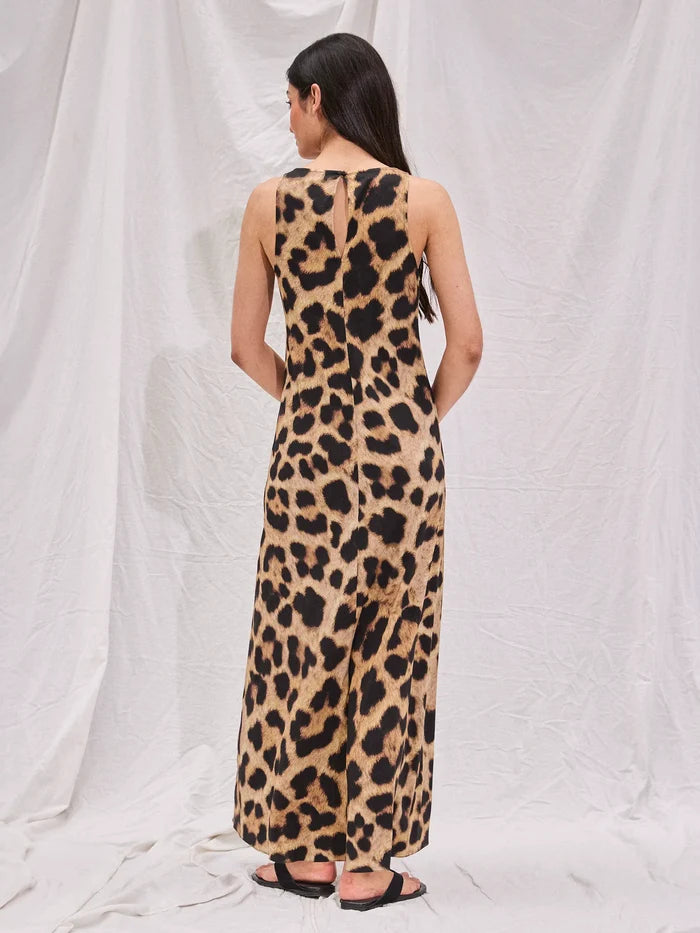 Leopard-Print Racer Maxi Dress