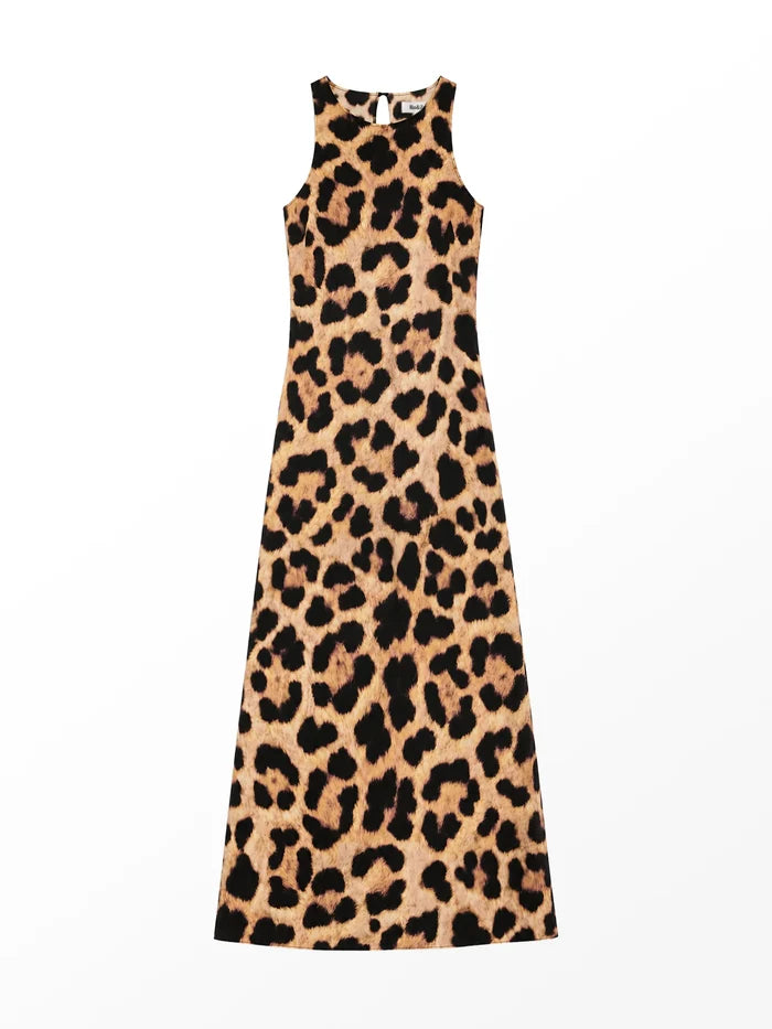 Leopard-Print Racer Maxi Dress