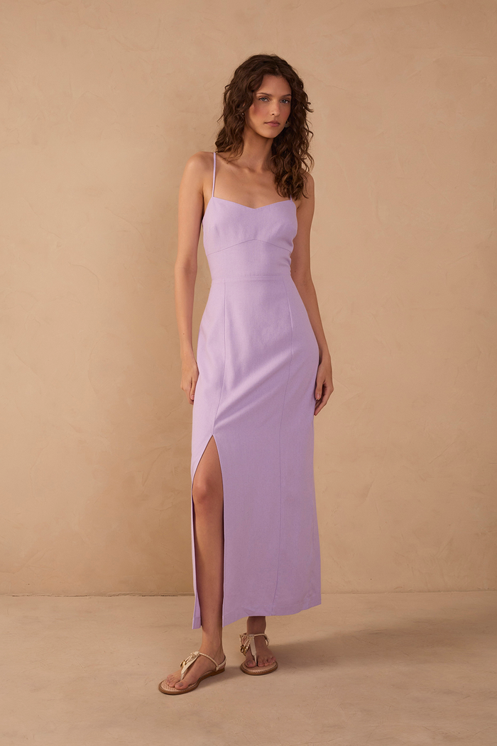 Midi Linen Slit Dress_1