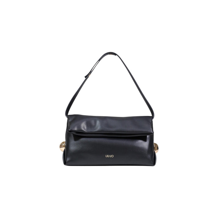 Image 2 : Pochette Liu Jo noire en polyuréthane, détails anneaux métalliques dorés, fond blanc — Delvale