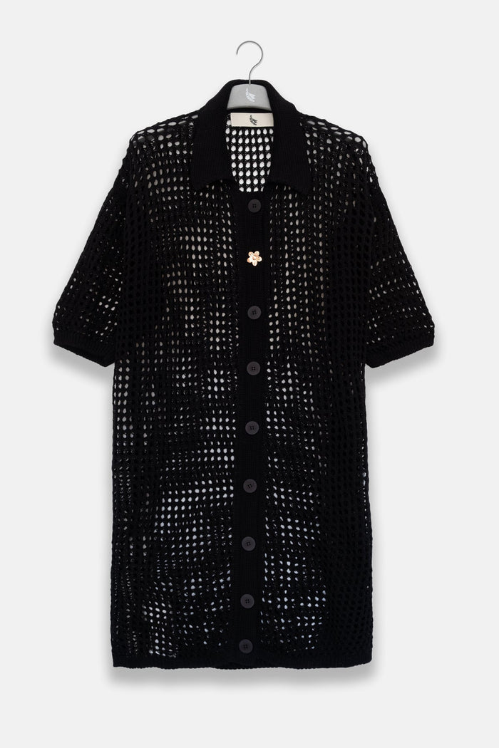 Long Knit Shirt Black - Polonio Uruguay