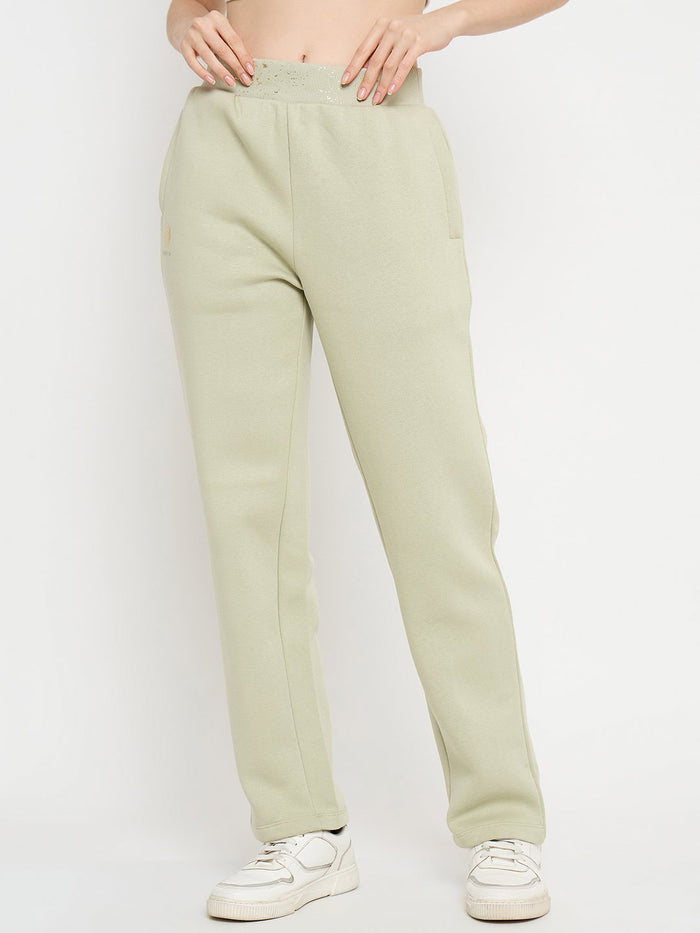 Madame Abstract Print Mint Green Tapered Track Bottoms