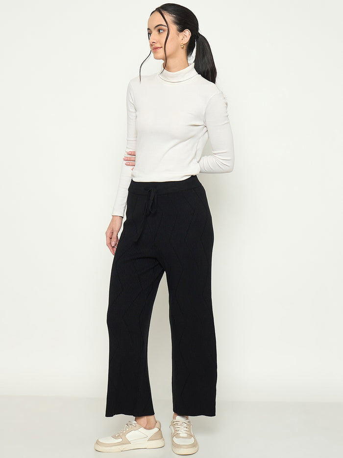 Madame Black Straight Fit Wool Bottoms