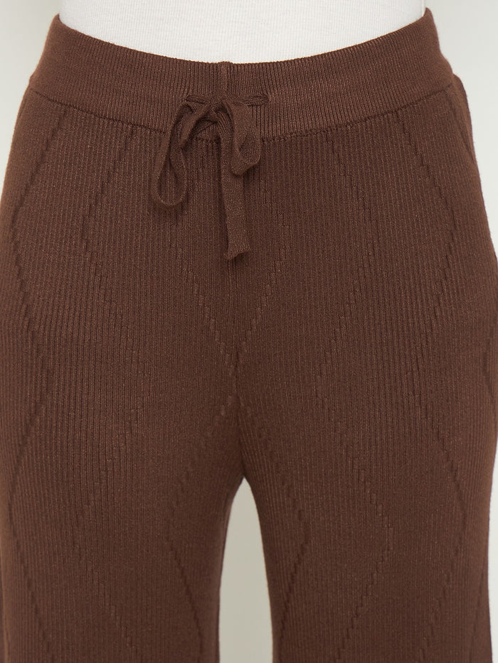 Madame Brown Straight Fit Wool Bottoms