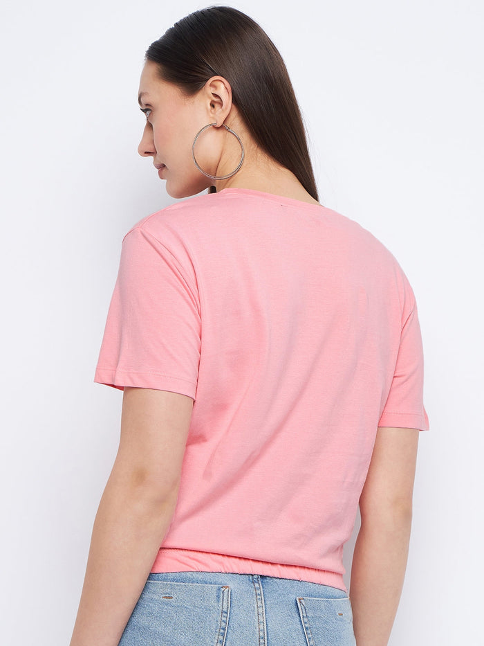 Madame Elasticated Hem Pink Embellished Top
