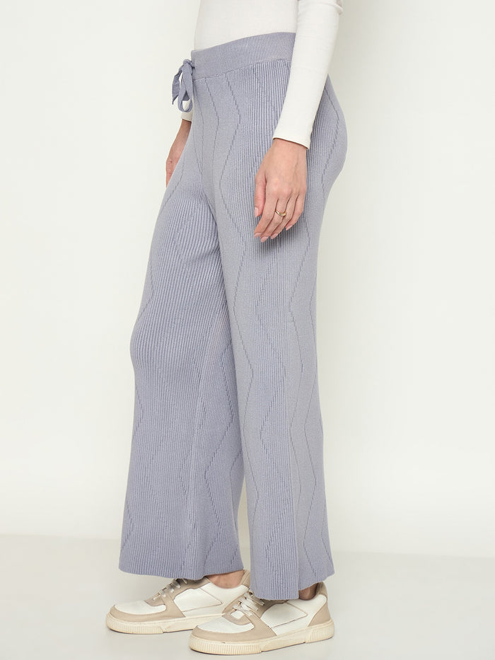 Madame Mauve Colour Straight Fit Wool Bottoms