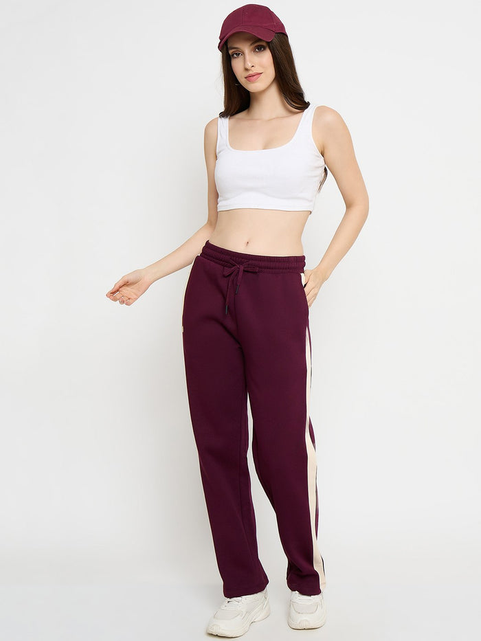 Madame Side Striped Purple Straight Track Bottoms