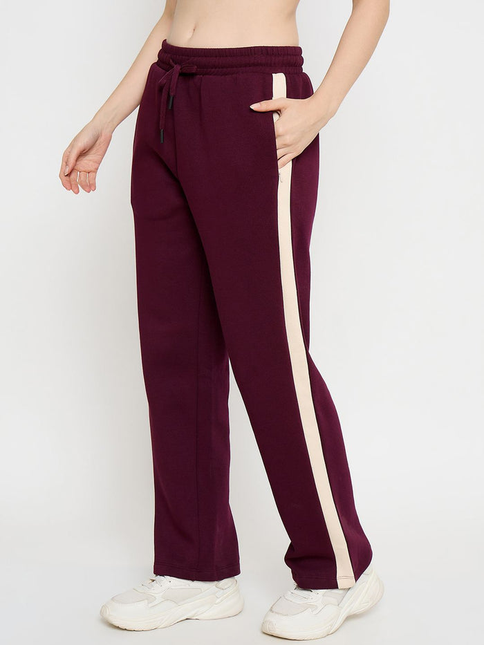 Madame Side Striped Purple Straight Track Bottoms