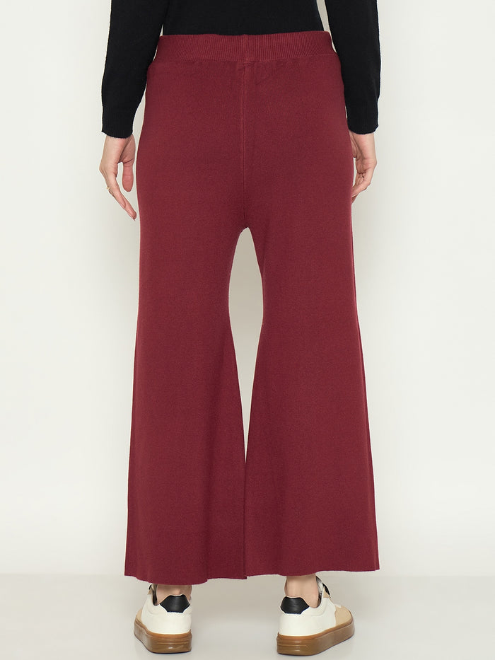 Madame Wine Colour Wide Leg Bottoms