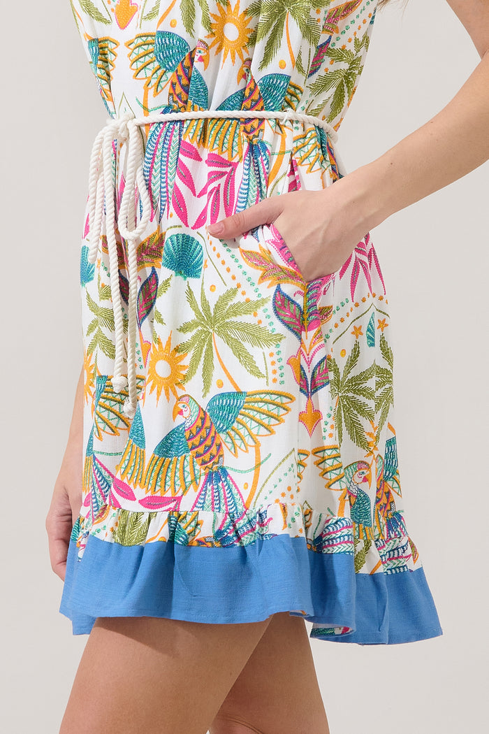 Malena Halter Ruffle Mini Dress Tropical