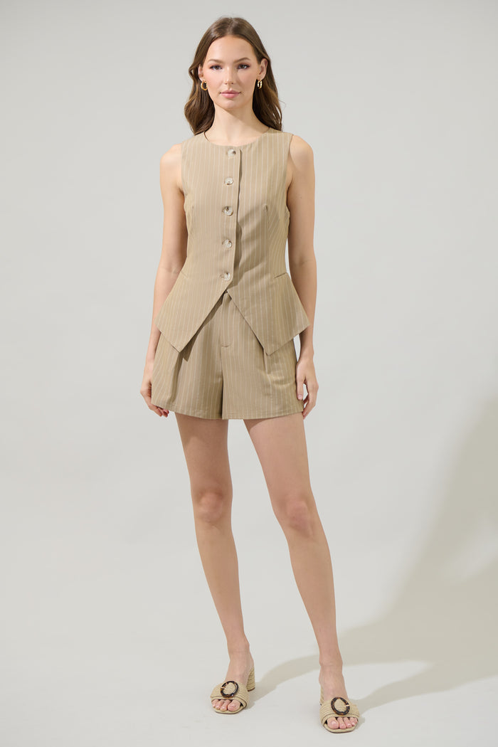 Marbles Striped Chelsea Pleated Shorts