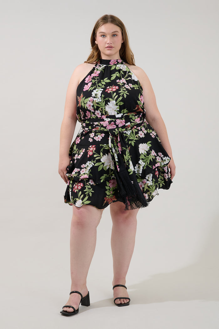 Mariena Ruffle Mini Dress Hollyhock Curve