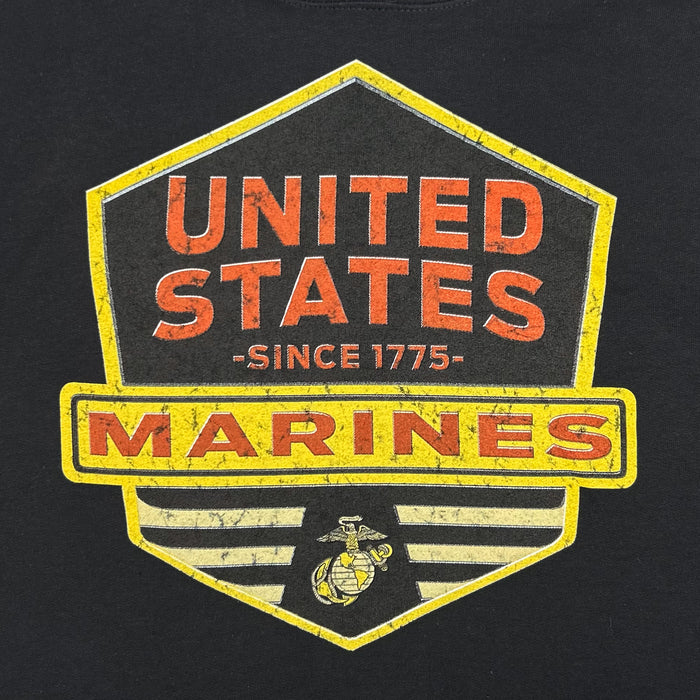 Marines Distressed Hexagon Shield Hood (Black)