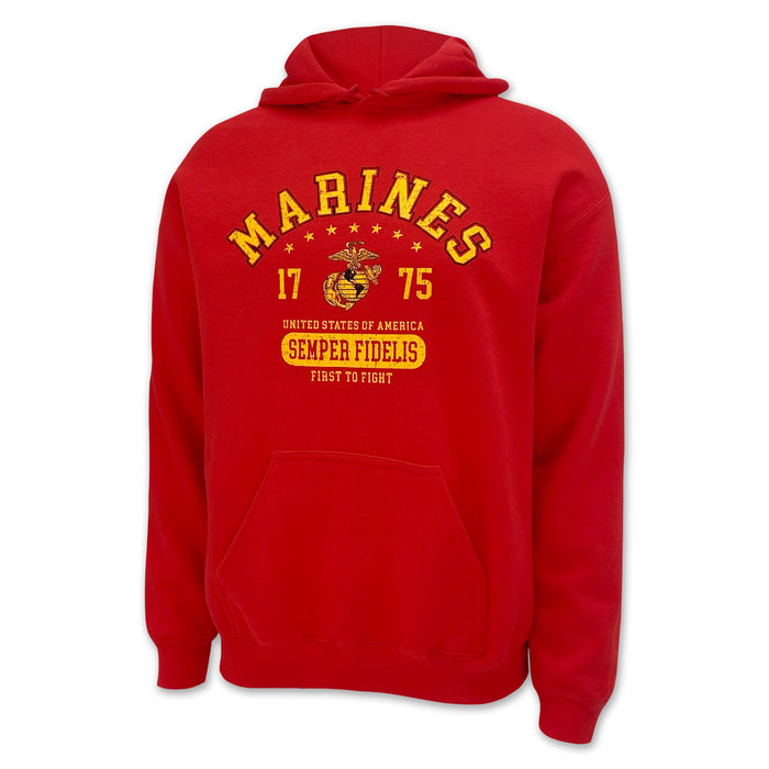 Marines Distressed Semper Fidelis Hood (Red)