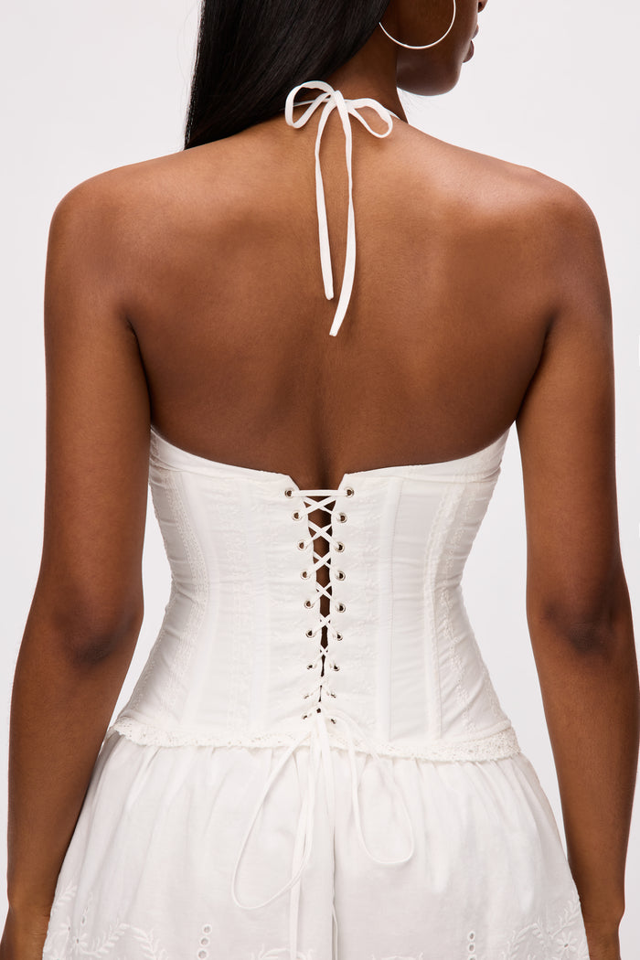 Marini Eyelet Mini Dress in White