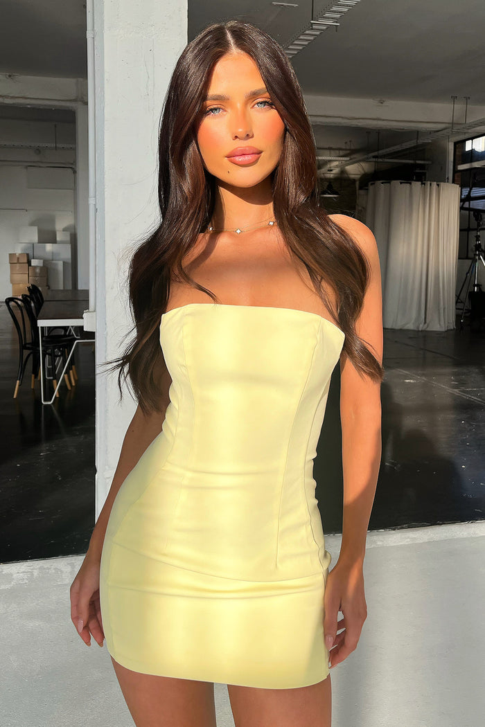 Marlo Strapless Mini Dress - Yellow