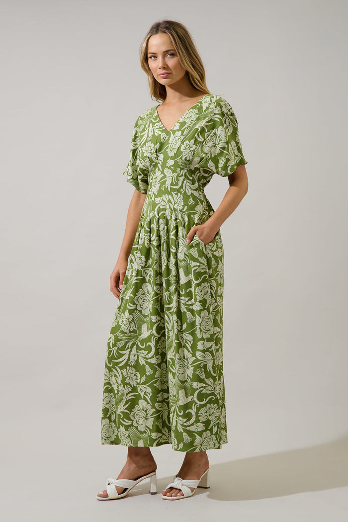 Melda Pleated Midi Dress Kory Floral