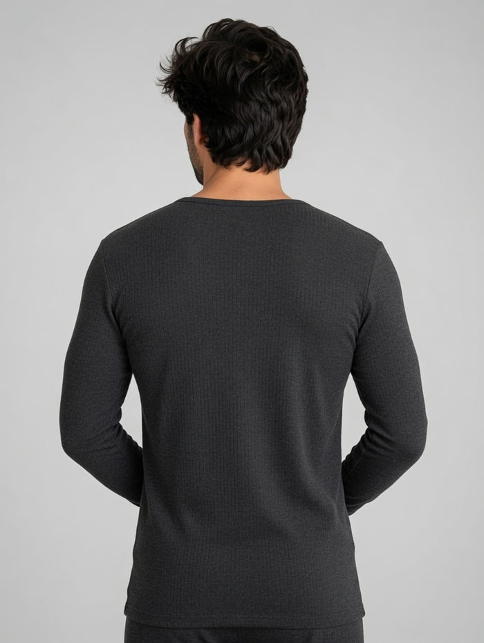 Men's Charcoal Grey Premium Poly Wool Thermal Shirt (8/1) - Hinz Clothing