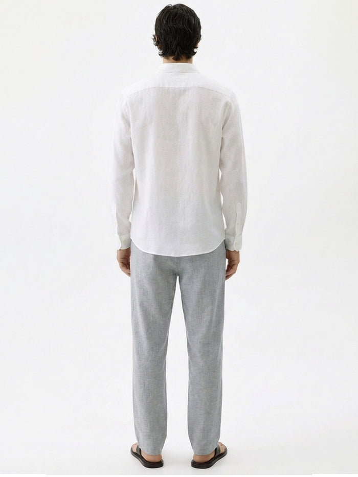 Men's Grey Cotton Linen Regular Fit Pant