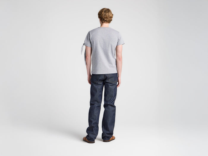 MENS KNOTTED SLEEVE T-SHIRT IN MID GREY MELANGE