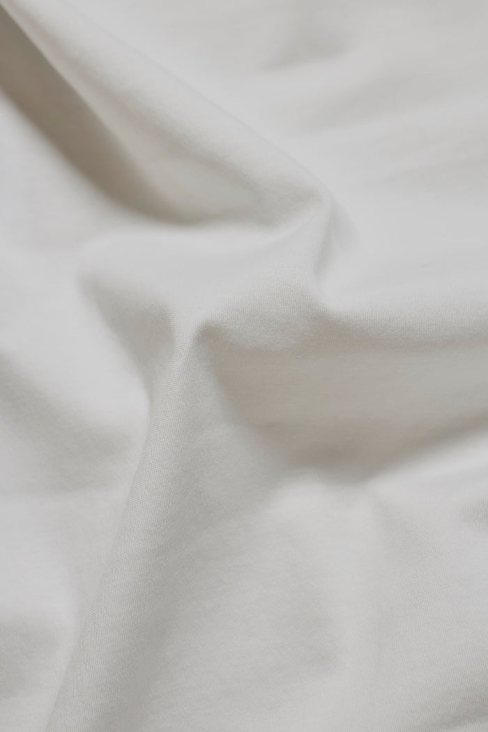 Mercerised Cotton Tipped Zip Neck Polo Shirt in White and Navy