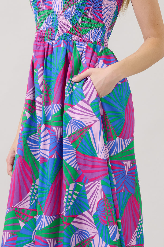 Merisa Sleeveless Smocked Midi Dress Tropical