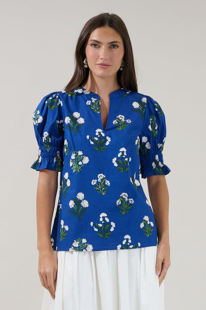 Merryn Split Neck Top Floral