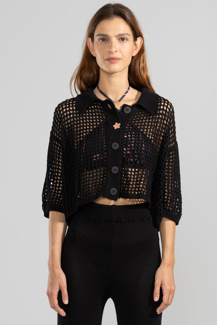 Mica Knit Shirt Black - Polonio Uruguay