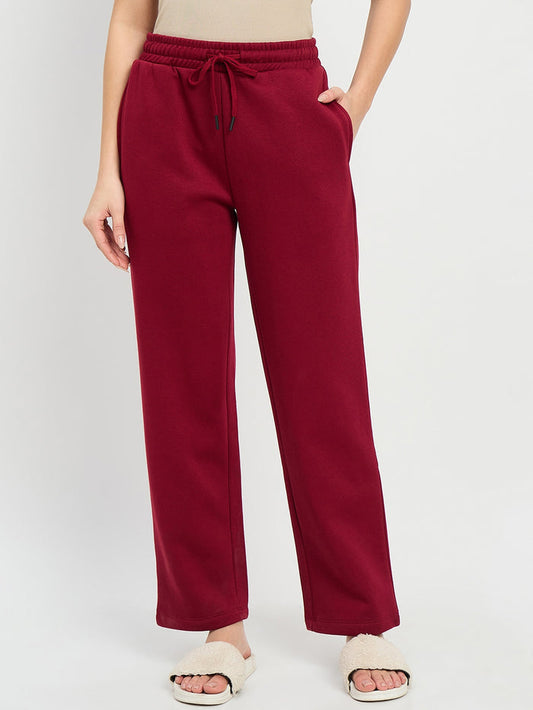 mSECRET Maroon Cotton Blend Track Bottoms