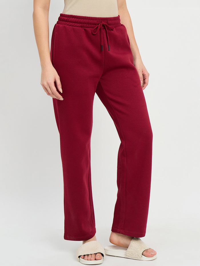 mSECRET Maroon Cotton Blend Track Bottoms