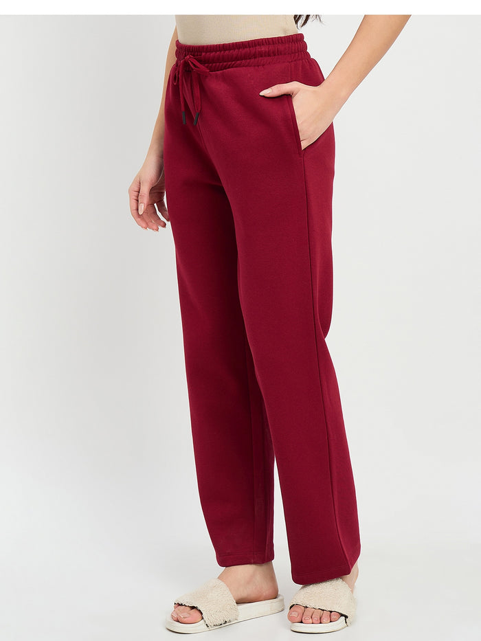 mSECRET Maroon Cotton Blend Track Bottoms