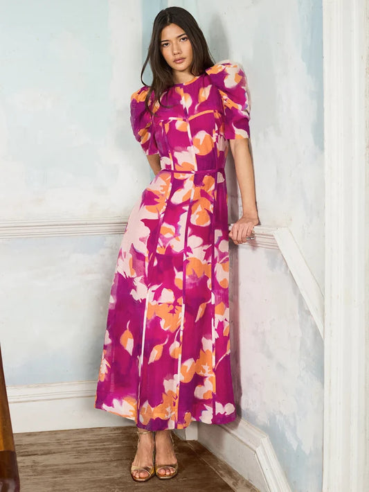 Niamh Pink Binding Detail Occasion Dress