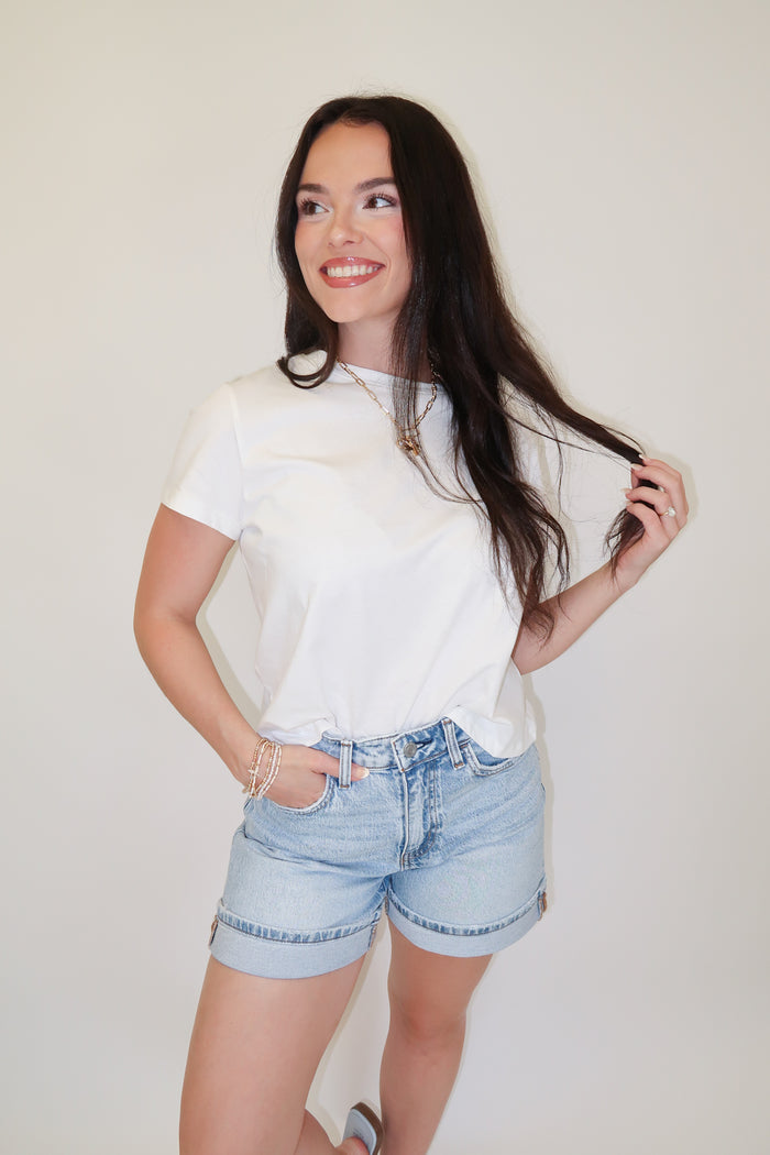 No Thinking Classic White Baby Tee - The Pink Tulip Clothing