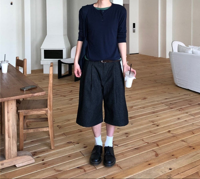 Non-Fade Denim Bermuda Pants