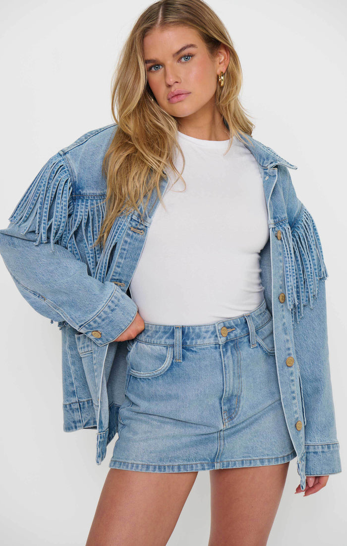 Ojai Fringe Jacket ~ Jet Stream Blue