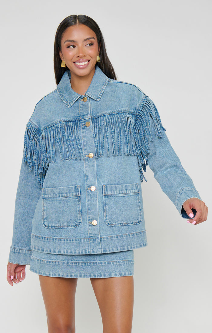 Ojai Fringe Jacket ~ Jet Stream Blue