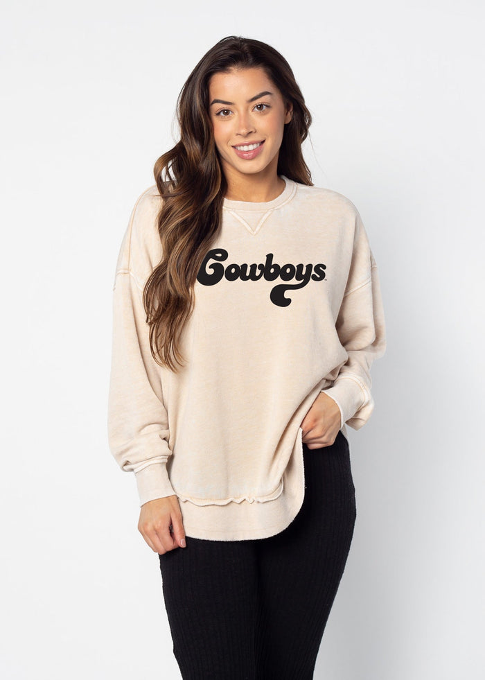 Oklahoma State Cowboys Women's Oatmeal Burnout Campus Pullover