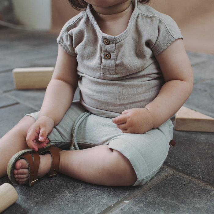 Organic Gauze Boxy Tee - Sand