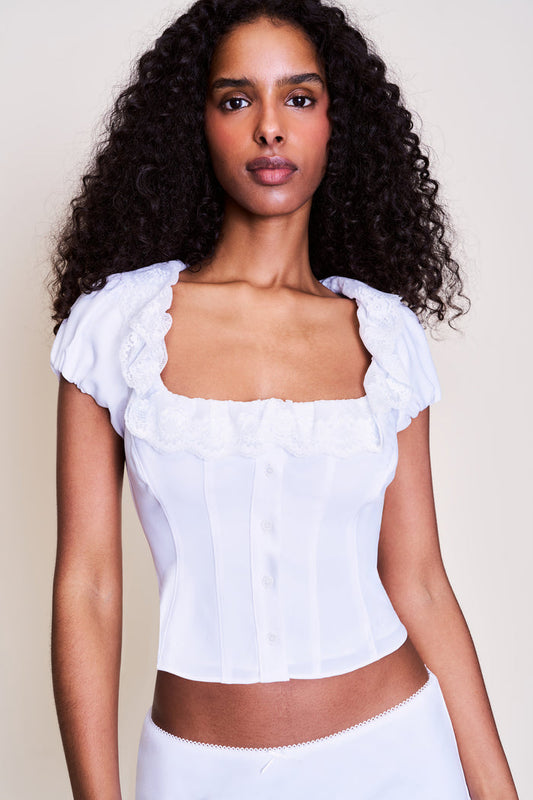 Paloma Short Sleeve Top in White