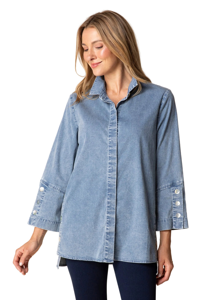 Perfect Travel Shirts Side Button Tunic - 15521