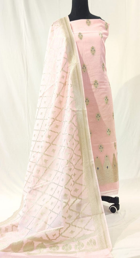 Pink Banarasi Silk Suit
